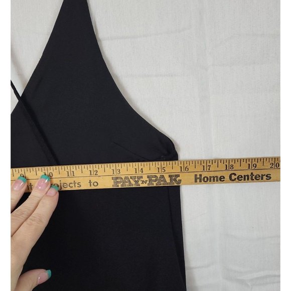 TopShop Women's Size 2 Halter Vneck Plunge Midi Dress Black Strappy Back - Picture 5 of 9